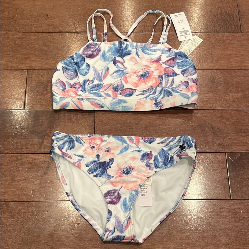 Abercrombie Kids Blue and Pink Floral Bikini